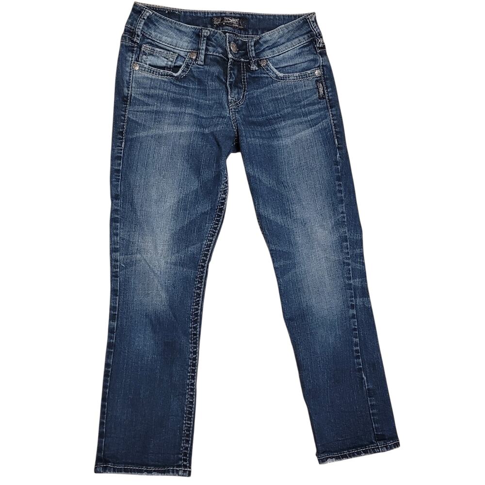 Silver Jeans Co Suki Mid-Rise Denim Capris Womens Tag 26Wx22.5L actual 26Wx23L